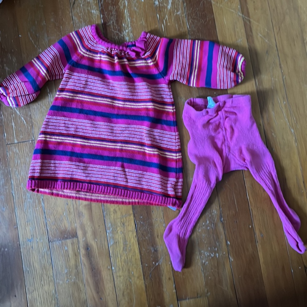 Old Navy dress & tights. 6-12 months